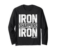Iron Sharpens Iron Proverbs 27:17 Gimnasio Entrenamiento religioso Manga Larga