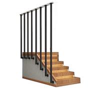 Iron Stair ils - Barandilla de seguridad de metal negro en forma de L para montaje lateral, diseño cuadrado con barras de metal para un soporte resistente, 90 cm de longitud para mayor seguridad