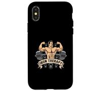 Iron Therapy Gym Workout Bodybuilding Weightlifting Lifter Carcasa para iPhone X/XS