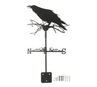 Iron Weathervane Crow Ornament | Wind Direction Indicator for Garden/Farmhouse/Yard | Rustproof & Sunlight Protected Outdoor Decoration | Easy Installation with Hardware Kit