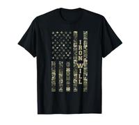 Iron Will USA Patriotic Distressed American Flag Design Camiseta