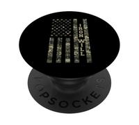 Iron Will USA Patriotic Distressed American Flag Design PopSockets PopGrip Adhesivo
