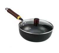 Iron wo'k Pan - Uncoated Iron Pan | Hand-Forged Japanese wo'k, Non-Stick Cooking Pot With Wooden Handle | Convenient To Use | For Induction Hob Natural Cooking Kitchen Home Restaurants Camping