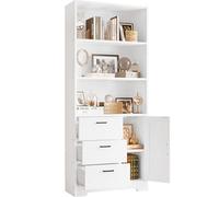 IRONCK Estantería con puerta y 3 cajones, estantería de 71 pulgadas de alto con estantes de 3 niveles, para dormitorio, sala de estar, entrada, pasillo, oficina en casa