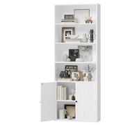 IRONCK Librerías y estanterías con puertas y almacenamiento, estantería de 6 niveles de altura, estante para libros para oficina en casa, sala de estar, color blanco