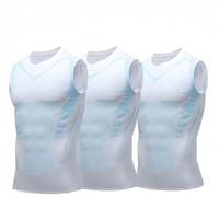 Ironfit - Camiseta de compresión para hombre, adelgazante, para entrenamiento, moldeadora iónica, sin mangas, control de abdomen, chaleco moldeador de cuerpo para gimnasio, 3pc-a, L