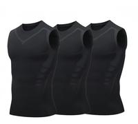 Ironfit - Camiseta de compresión para hombre, adelgazante, para entrenamiento, moldeadora iónica, sin mangas, control de abdomen, chaleco moldeador de cuerpo para gimnasio, 3pc-f, 5XL