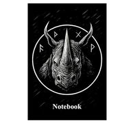 Ironhide Rhino-Notebook. This notebook features a bold monochrome illustration of a powerful rhinoceros, rendered in a dramatic woodcut-inspired style.