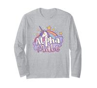 Ironic Alpha Male Tee: Real Men Rainbow Unicorn Sparkles Manga Larga