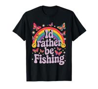 Ironic Retro - ID Rather Be Fishing - Lema humorístico Gen Z Camiseta