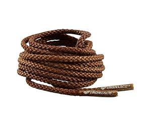IRONLACE Cordones redondos para botas clásicos, irrompibles y extra resistentes, cordones para zapatos, fabricados con fibras de para-aramida 100% avanzadas, 1 par, marrón o negro, varias longitudes