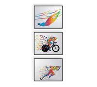 Ironman Triathlon Wall Art Decor - Set of 3 8x10 Poster Photos - Swimming Bike Run Race Mens Women's Sport