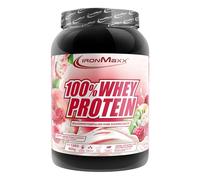 IronMaxx 100% Whey Protein 900 g - Proteína de Suero en Polvo Sabor Melocotón Blanco y Frambuesa | Con BCAA | Fácil Disolución | Batido de Proteínas para Fitness y Gimnasio
