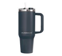 IronMaxx Cup con Asa - Anthrazit 1,2L | Con pajita incluida | Diseño delgado en acero inoxidable | Hermético, térmico, duradero