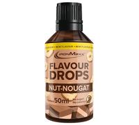 IronMaxx Flavour Drops - Turron de Nuez 50 ml, sin calorías y sin azúcar, gotas saborizantes veganas para endulzar alimentos práctico tapón cuentagotas