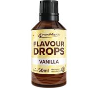 IronMaxx Flavour Drops - Vainilla 50ml | sin calorías y sin azúcar | gotas saborizantes veganas para endulzar alimentos | práctico tapón cuentagotas