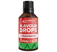 IronMaxx Gotas Sabor Fresa 50 ml - Gotas Saborizantes Sin Calorias ni Azucar - Edulcorante Liquido Vegano para Yogur, Batidos y Postres - Con Cuentagotas