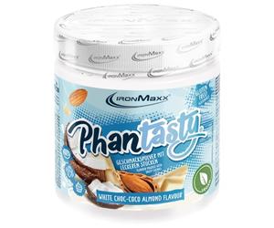 IronMaxx Phantasty - White Choc Coco Almond lata 250g | Sabor vegano en polvo con trozos de fruta o frutos secos reales | Perfecto sustituto del azúcar