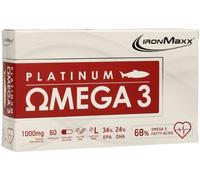 IronMaxx Platino Omega 3 Cápsulas de Aceite de Pescado de alta dosis, 60 Cápsulas (1 envase)