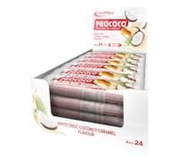 IronMaxx Prococo - Barritas Proteicas Blanco Chocolate, Coco y Caramelo 24 x 48 g | Alto en Proteínas 12 g | Sin Azúcar Añadido | Snack Saludable On-the-Go y Post-Entrenamiento
