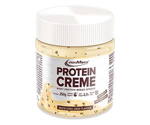 IronMaxx Protein Cream Low Carb Spread- Crema Proteica para untar- bajo en azúcares- sabor: chocolate blanco crujiente- tarro de 250g (1 envase)