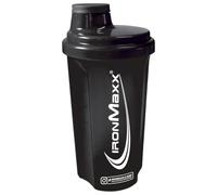 IronMaxx Protein Shaker - 700ml Negro| Agitador de proteínas | Tapón de rosca, tamiz, escala | Sin BPA/DEHP, hermético, lavable