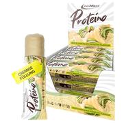IronMaxx Proteino Protein Bar - Chocolate Blanco Pistacho 12 x 30g | Barrita proteica con barquillo y relleno cremoso | Baja en azúcar, sin gluten ni aceite de palma