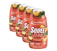 IronMaxx SqueeZero® - Peach Ice Tea 65ml jarabe | Experiencia refrescante para 8 litros | Sin azúcar y sin calorías en 100ml de bebida lista para consumir (Paquete de 4)