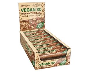 IronMaxx Vegan 30 Barrita Proteica Vegana Cacahuete 24x35g | Alta En Proteína Vegetal, Sin Aceite De Palma, Sin Soja Y Baja En Azúcar | Snack Saludable Para Deportistas