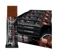 IronMaxx Zenith 50 Barrita proteica - Brownie Chocolate crisp 16 x 45g | barrita proteica con 50% de proteínas | bajo en carbohidratos, bajo en azúcar con aminoácidos importantes