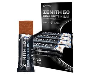 IronMaxx Zenith 50 XL Barrita proteica - Coco 12 x 100g | barrita proteica con 50% de proteínas | bajo en carbohidratos, bajo en azúcar con aminoácidos importantes