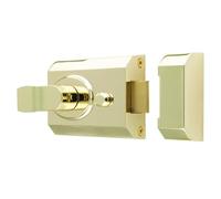 Ironmongery Solutions® - Cerrojo cilíndrico de llanta de contrato, cierre automático, montaje en superficie, para puertas internas y externas (electro latón, 60 mm)