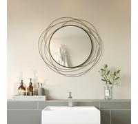 ironsmithn Espejos Decorativos Redondos montados en Espejo de Pared para baño, tocador, Sala de Estar o Dormitorio, 26.8 x 26.8 Pulgadas