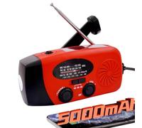 iRonsnow NOAA Radio meteorológica de emergencia de 5000 mAh, radio solar con manivela, radio solar con SOS, conector para auriculares, linterna LED de 4 modos, cargador de teléfono autoalimentado para