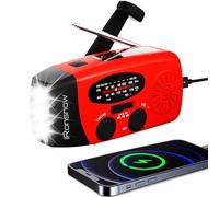 iRonsnow Radio de Emergencia, Radio Solar Portátil FM/Am/WB Manivela de la Mano Radio con 2000mAh Banco de Energía como Power Bank LED Linterna para Actividades Al Aire Libre y Emergencias