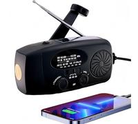 iRonsnow Radio solar de emergencia, radio de manivela portátil con linterna LED, fuente de alimentación recargable de 5000 mAh, alarma SOS, radio de viento solar AM/FM, cargador USB para senderismo