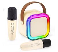 IROO de 2 micrófonos para niños - Mini máquina de karaoke Bluetooth con efectos de cambio de voz - Regalos de cumpleaños para niñas - Compatible con Smartphone/iPad/TF Card - Ideal para niños a partir