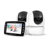 Irosiy Vigilabebés HD de 4,3 pulgadas con cámara, giratorio 360° y visión nocturna, audio de 2 vías, control de temperatura, modo ecológico hasta 22 horas, inalámbrico de 2,4 GHz (soporte alemán)