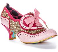 IRREGULAR CHOICE Jazz Gato Lazo Encaje Dorado Brillo Medio Rosa Mujer Talla 4-8