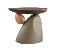 Irregular Modern End Table,Stone Shaped Resin Small Sofa Side Table, Compact Coffee Table for Living Room, Bedroom or Balcony(Brown)