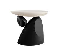 Irregular Modern End Table,Stone Shaped Resin Small Sofa Side Table, Compact Coffee Table for Living Room, Bedroom or Balcony(Black)