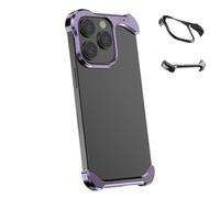 Irregular Titanium Alloy Bumper Borderless Case for iPhone, Irregular Aluminum Alloy Bumper Phone Case For iPhone 17 Pro MAX Lens Film Protection Metal Cover (A,for iPhone 17promax)