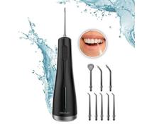 Cecotec Irrigador Bucal Portátil ToothCare Jet Liberty. 1600 Pulsos por Minuto, 8 Boquillas Intercambiables, 4 Modos de Limpieza, Tanque de 250ml, IPX7 Waterproof, Diseño Compacto y Ligero, 130 PSI