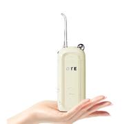 Irrigador bucal inalámbrico OTE Water Flosser mini enjuague bucal eléctrico, portátil oral irrigador dientes con depósito de agua plegable, batería recargable, 3 modos y IPX7 impermeable, beige