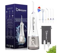 Irrigador bucal portátil de 300 ml IPX7 impermeable y recargable, 5 modos de hilo dental inalámbrico con 6 puntas de chorro reemplazables para viajes y hogar