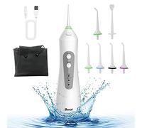 Irrigador Bucal Portátil Profesional, BONAI Irrigador Dental con 3 Modos 6 Boquillas Multifuncionales, IPX7 Impermeable, Irrigador Bucal Recargable USB para Viajes Familiares