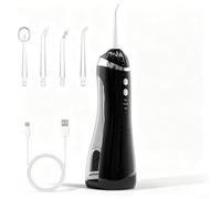 Irrigador Dental Eléctrico USB 3 Modos Impermeable | 4 boquillas incluidas, ortodoncia implantes general, soluciones personalizadas, plástico , para fácil cambio(Black)