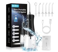 Irrigador dental inalámbrico eléctrico, depósito de agua de 350 ml, IPX7, resistente al agua, portátil, irrigador oral, USB, recargable, limpiador de dientes adecuado par
