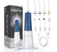 Irrigador Dental Portátil Aquapik UltraCare Plus 8 Boquillas 5 Modos 300 ml (Azul)
