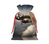 IRSHI Bolsa de regalo de arpillera de lujo con cierre de cordón, perfecta para cumpleaños, Navidad y fiestas, avión de la Segunda Guerra Mundial 2 escala estándar 2_00x